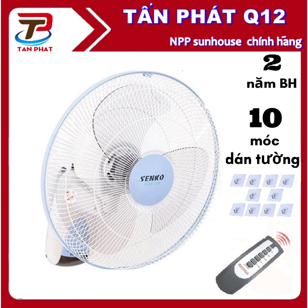 Quạt treo tường điều khiển từ xa Senko TR1628 (giao màu ngẫu nhiên) TẶNG 10 MÓC DÁN TƯỜNG