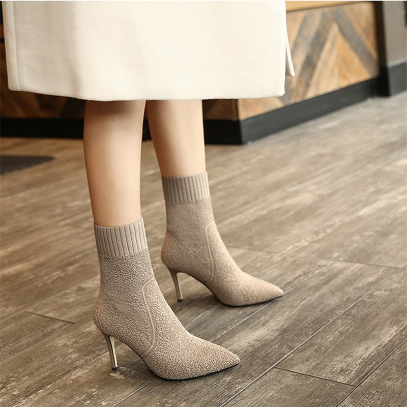 Giày bốt tất cao gót mũi nhọn thời trang cá tính | BigBuy360 - bigbuy360.vn