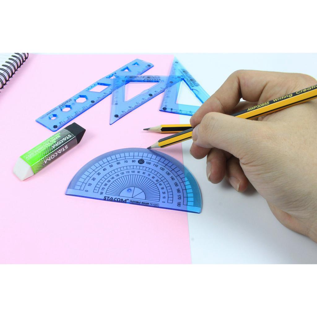 Set 38 Bộ thước kẻ dẻo 4 món nhiều màu Stacom FR102S