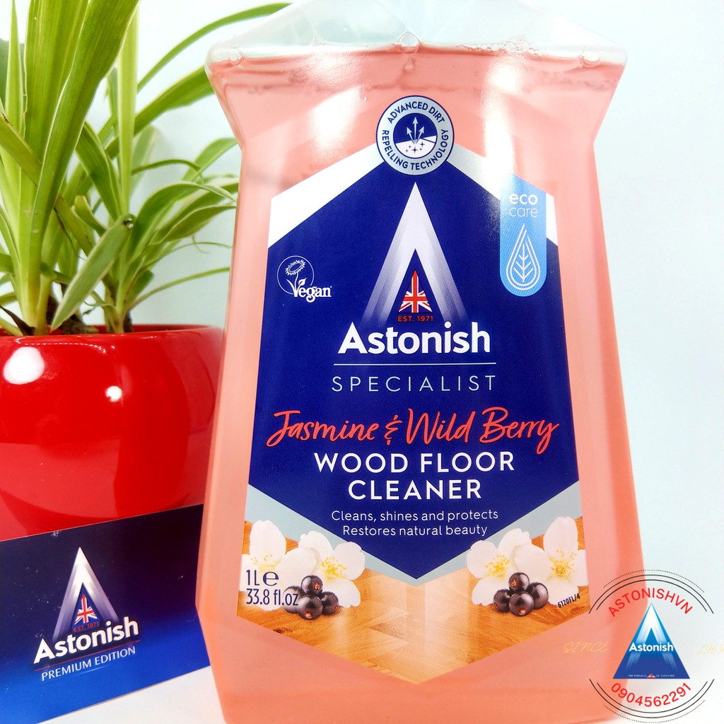 Nước lau sàn gỗ hữu cơ lau bóng sàn nhà đuổi muỗi khử mùi diệt khuẩn ASTONISH 1 lít chính hãng C6120