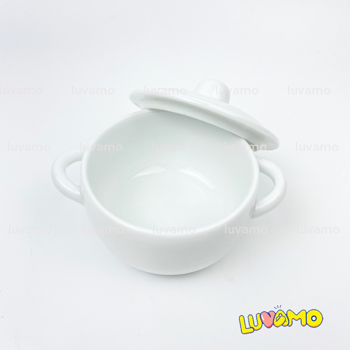 Bát ăn dặm gốm sứ có nắp trơn 120ml cho bé AD87