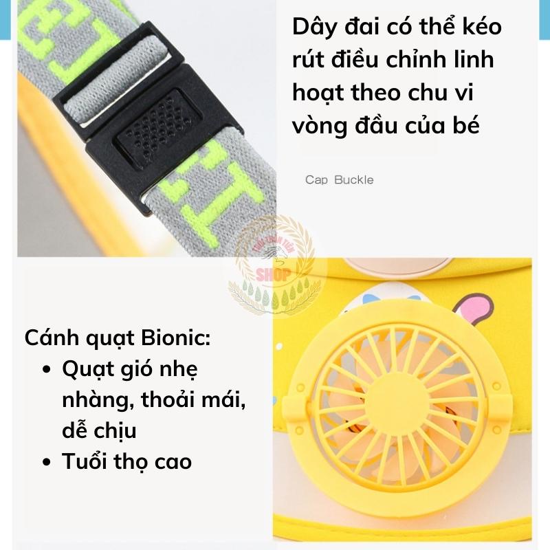 Mũ, nón chống nắng kèm quạt USB cho bé, đa năng, 3 tốc độ, thấm mồ hôi, hàng cao cấp