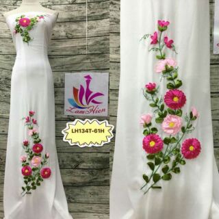 Vải áo dài thêu hoa 3D