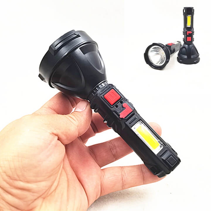 Đèn pin cầm tay mini siêu sáng chiếu xa 300m, pin trâu, chống thấm nước IP65, Có COB đèn Led - Tặng cap sạc Micro USB