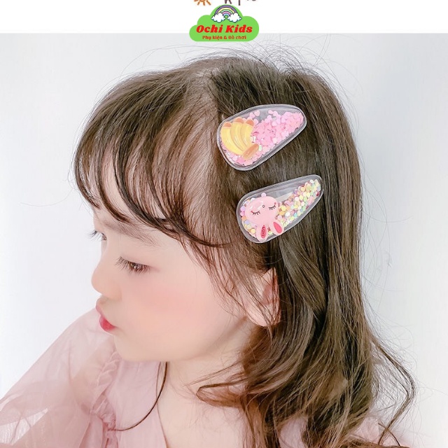 Set 5 kẹp tóc mái kim sa óng ánh cho bé gái, cặp ghim nhỏ, cặp tóc mái cho bé Ochi Kids