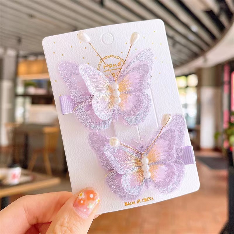 Set 2 Kẹp Tóc Hình Nơ / Bướm Ngọt Ngào Cho Bé Gái Trên 59 Tặng 5