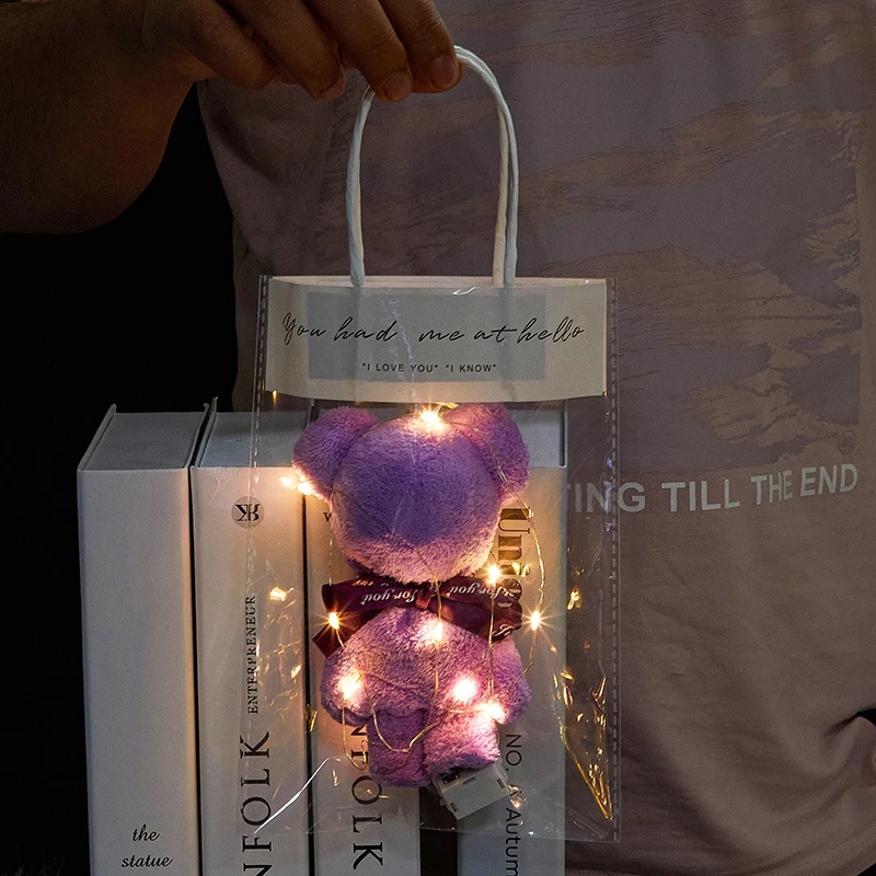 1 Set Túi Tote Vải Lông Cừu San Hô Mềm Mại Thấm Hút Sáng Tạo Hình Gấu Kèm Túi Xách Tay Dùng Làm Quà Tặng
