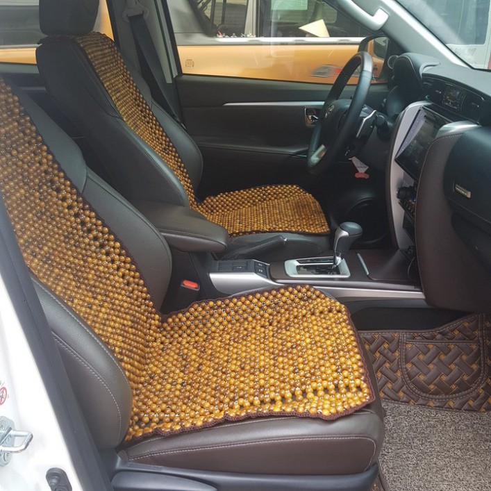 Sản Phẩm Đệm hạt gỗ tựa lưng massage ô tô gỗ Bach Xanh 100% tự nhiên, đan kết diềm mép cao cấp .