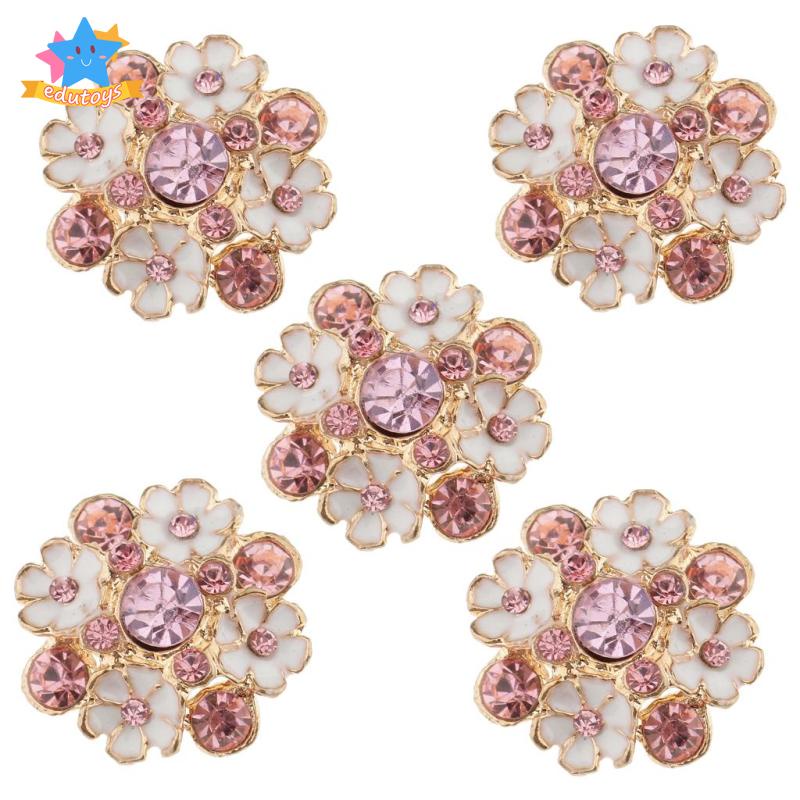 Set 5 Nút Pha Lê Hình Bông Hoa 23mm Dùng Trang Trí / Làm Đồ Thủ Công DIY