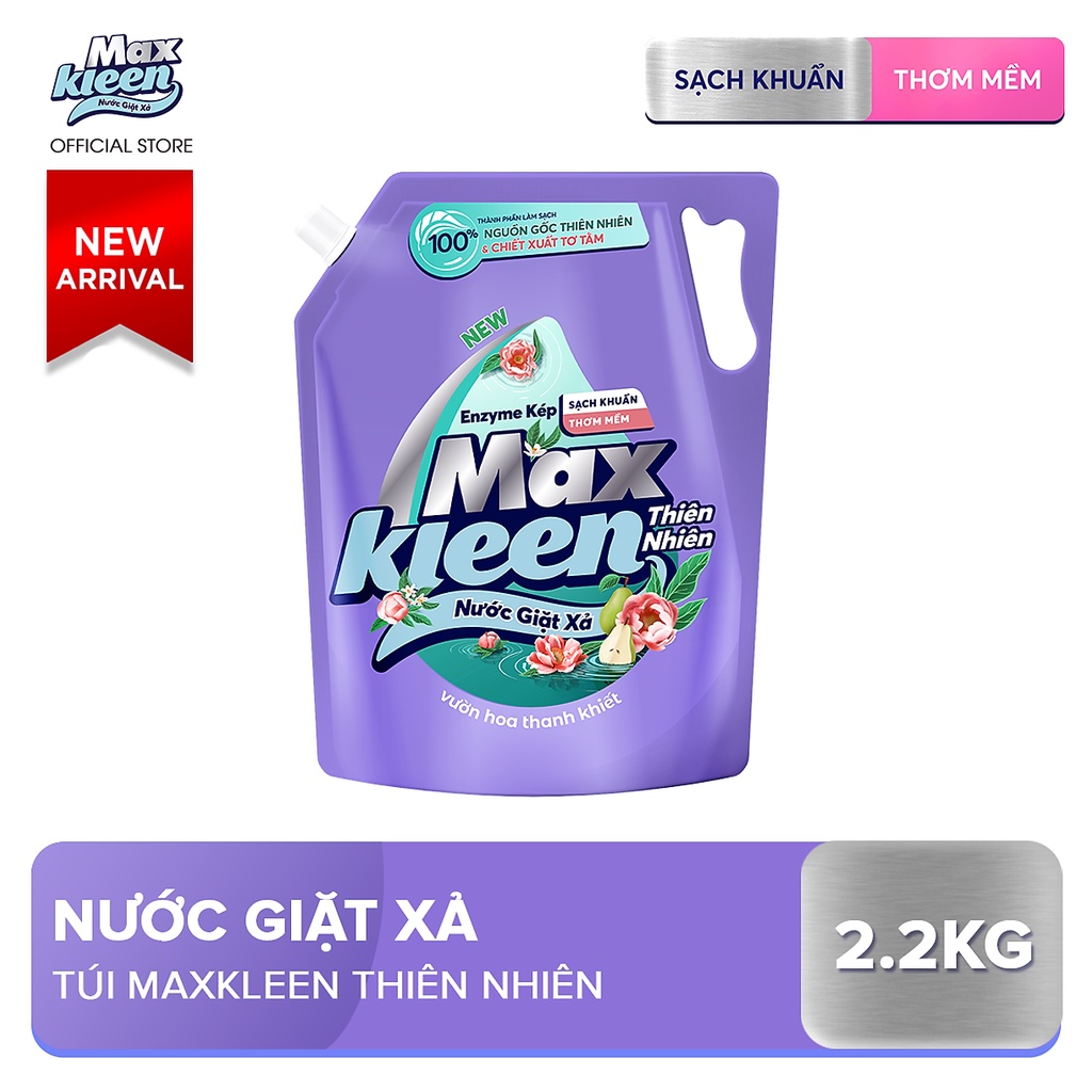 Nhà Bao việc có MaxKleen bao tuyệt: 1 Túi Garden 2.4kg + 1 Túi Natural 2.2kg + 1 Chai lau sàn 1kg Ngàn hoa ngọt ngào