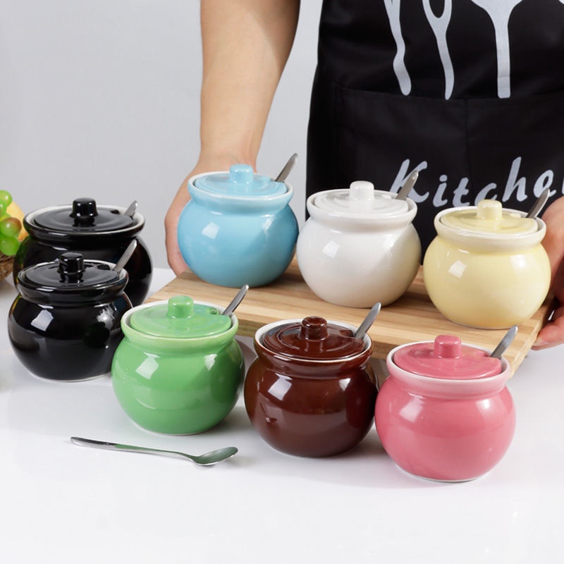Hũ Đựng Gia Vị Bằng Gốm Có Nắp Đậy Phong Cách Vintage