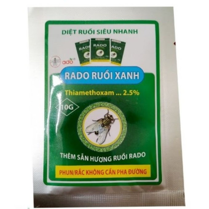 Bã Diệt Ruồi Dạng Phun Hoặc Rắc - RADO Ruồi Xanh Diệt Ruồi Hiệu Quả Kéo Dài 3 Tháng (Gói 10g)