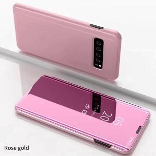 Hsm mirror huawei nova 7i / samsung galaxy note 10 lite / note 10 plus / note 9 casing stand auto sleep clear view flip mirror casing
