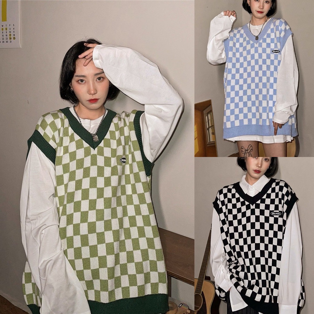 Áo len không tay cổ chữ v dáng rộng thiết kế mới thời trang theo phong cách nhật bản cho nữ | BigBuy360 - bigbuy360.vn