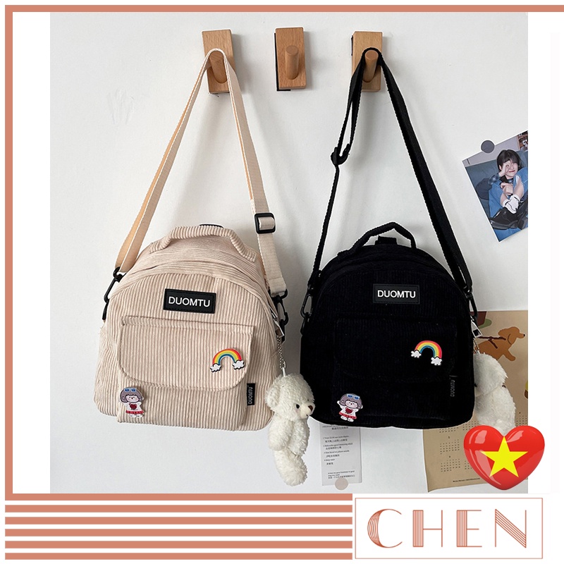 Túi balo nữ thời trang CHEN, balo nữ đi học giá rẻ, style ulzzang chất vải nhung mềm TX08