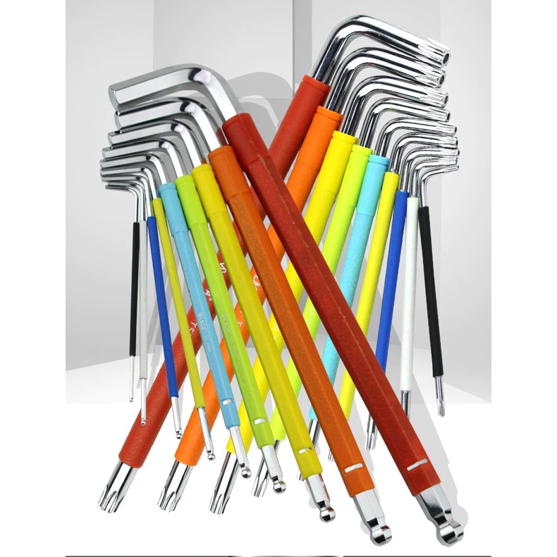 Bộ lục giác đầu bi, lục giác hoa thị 9 chiếc LAOA chuyên dụng, tay bọc nhựa, thép hợp kim S2 siêu cứng
