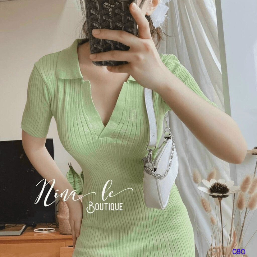 SALE HỜI CHO CHỊ EM MẪU ĐẦM THUN GÂN CỔ BẺ DÁNG ÔM SIÊU HACK DÁNG UP Thời Trang hhp 2022