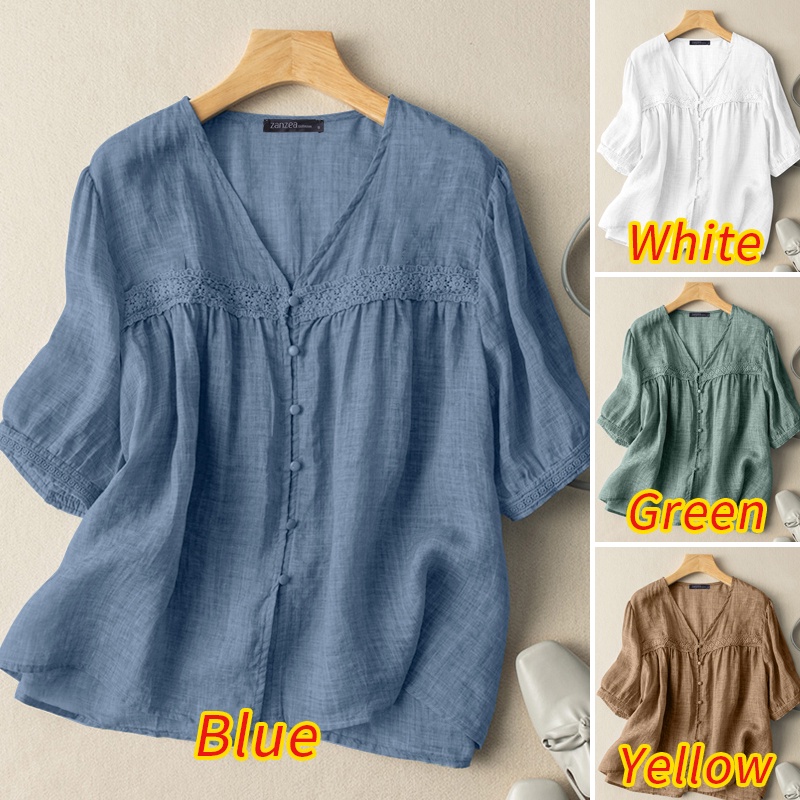 Áo ZANZEA tay lỡ cổ chữ V thời trang quyến rũ cho nữ