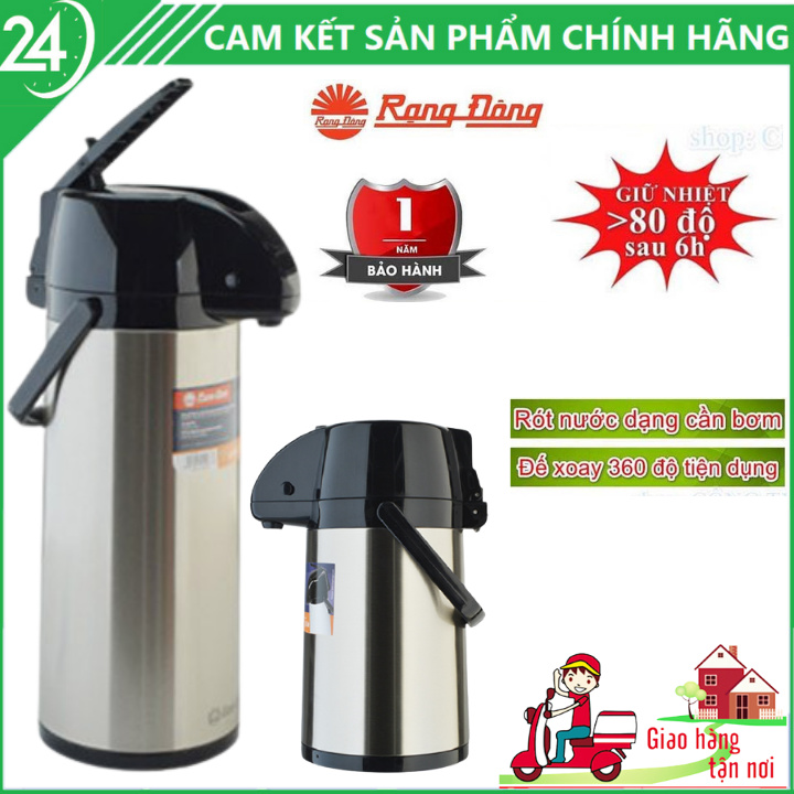 Combo Phích Nước Nóng Inox Rạng Đông RD 2045 ST1.E (2L) và 1045 ST1.E (1L) , Gioăng Silicon Tăng Độ Khít , Giữ Nhiệt Lâu