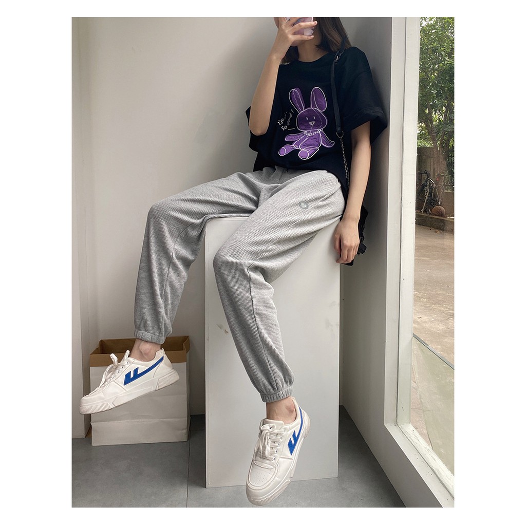 Quần jogger bo gấu UNISEX nam nữ chất thun tổ ong LOẠI 1 dày dặn dáng thụng thể thao tập gym nhảy dancer có bigsize QD17