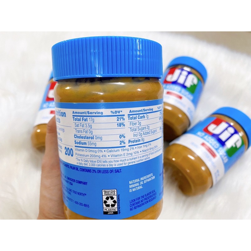 [HÀNG MỸ-ĂN KIÊNG] Bơ đậu phộng JIF không đường hũ 440gram