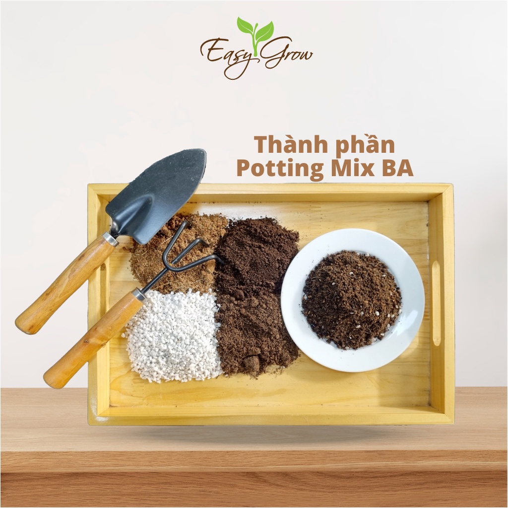 Đất trồng rau sạch và hoa Potting Mix BA, giá thể trồng rau hữu cơ an toàn, tơi xốp, thoáng khí 20dm3