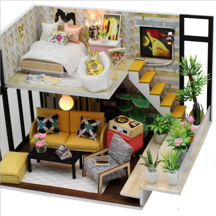 Mô hình nhà DIY Doll House Ice Cynthia is Holiday Kèm Mica chống bụi, Bộ dụng cụ và Keo dán