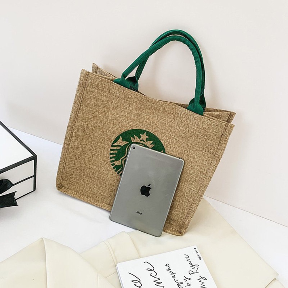 Túi tote vải bố Starbucks đựng bữa trưa