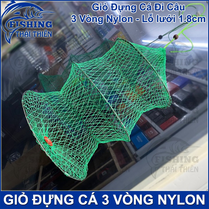 Giỏ Rọng Đựng Cá 3 Vòng Cáp Lưới Cước Nylon Độ Rộng 2cm Siêu Bền