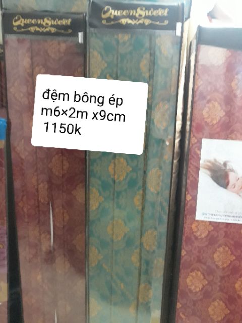[SALE-50%]Đệm bông ép Queensweet Hàn Quốc vải gấm( 160cm x200cm )