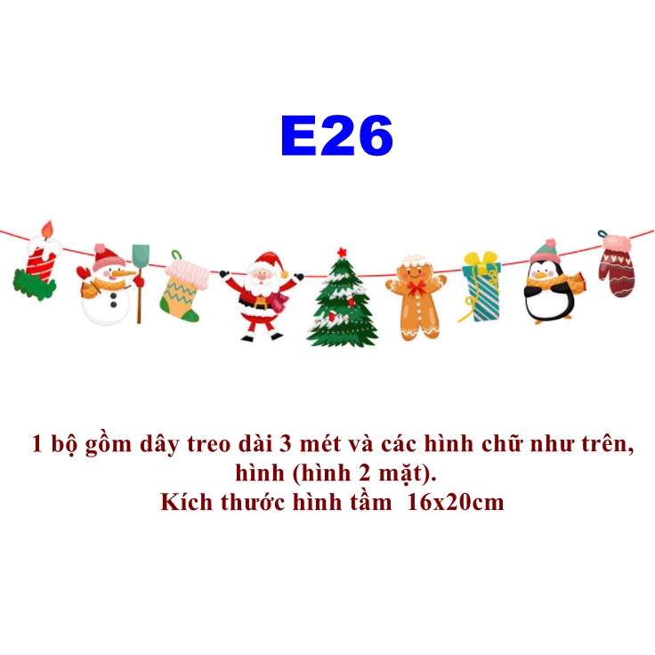 Cờ treo trang trí noel trang trí giáng sinh mẫu E26