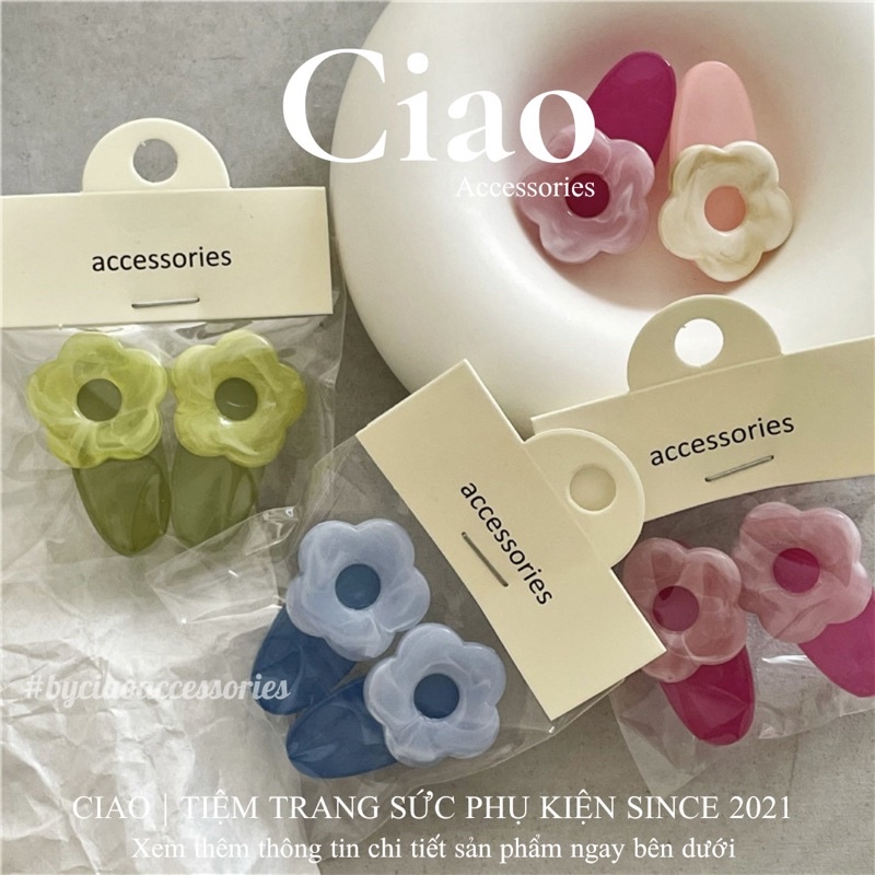 Set 2 kẹp tóc/ phụ kiện tóc thiết kế hoạ tiết dễ thương mã 18 Ciao accessories