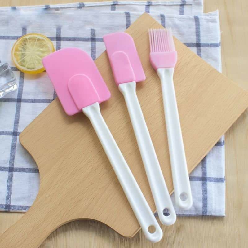 Set 3 phới và chổi quét silicone màu hồng siêu xinh