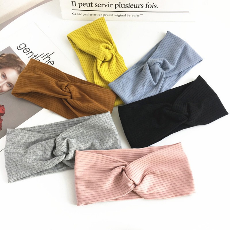 Băng đô sọc ngắn , rộng , rửa mặt , dành cho nữ