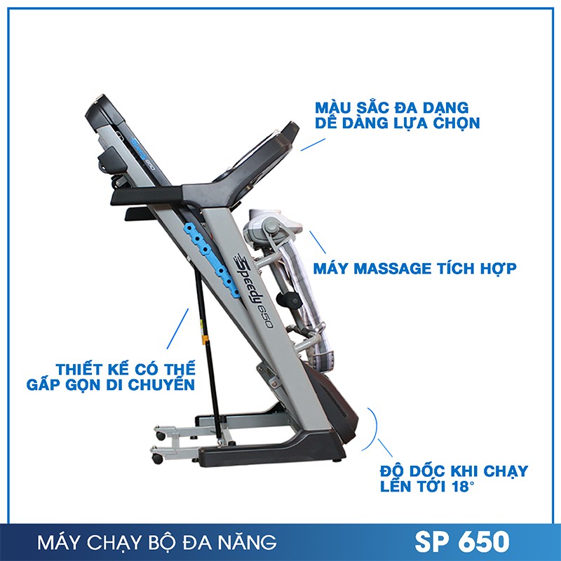 Máy Chạy Bộ Điện Đa Năng Gia Đình Mofit SP650 + Tặng Súng Massage Cầm Tay Cao Cấp [BH Chính Hãng 5 Năm]