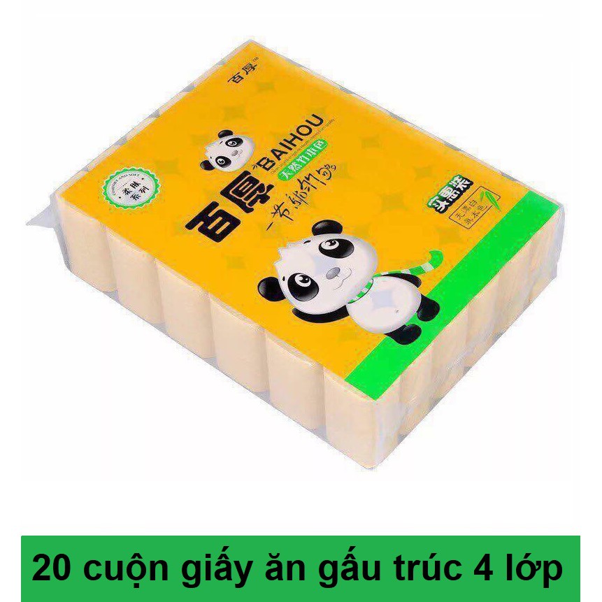 Bịch 20 cuộn giấy vệ sinh gấu trúc 4 lớp không lõi