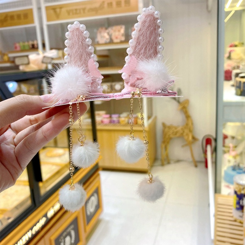 Kẹp Tóc Đính Bóng Lông Tua Rua Phong Cách Cổ Điển Mừng Năm Mới