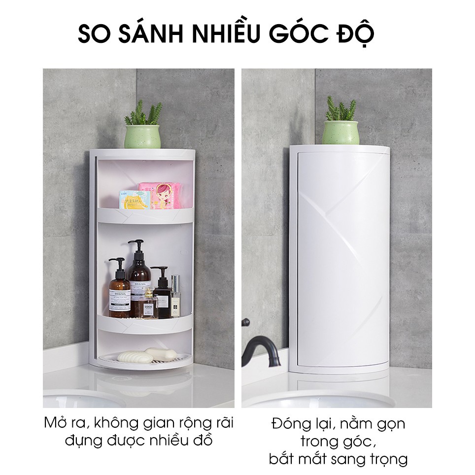 Tủ Góc Phòng Tắm Nhà Bếp 3 Tầng Xoay 360 độ