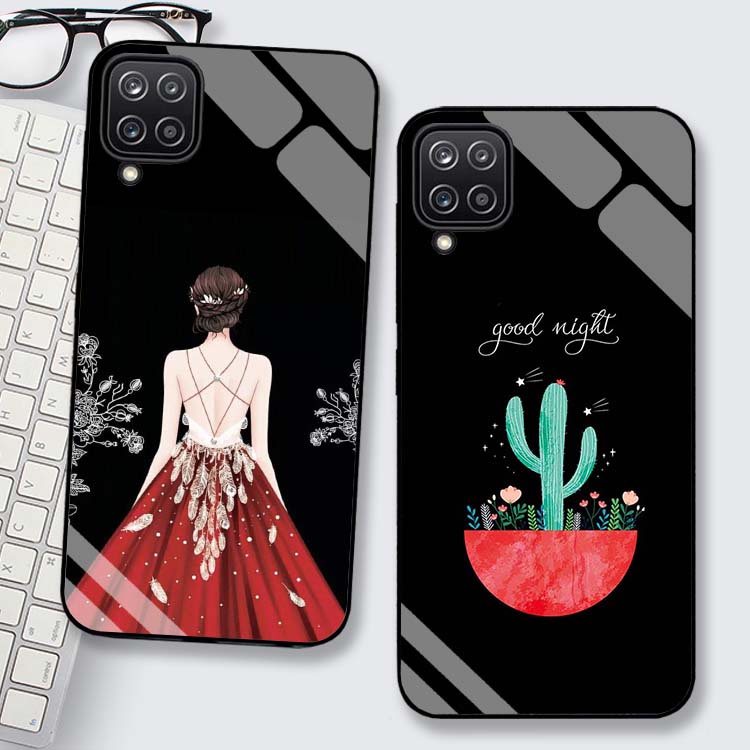 Ốp Lưng Samsung A12, A22 4G, A22 5G, M12, M22 Lưng kính cường lực Sang Trọng, Sáng Bóng