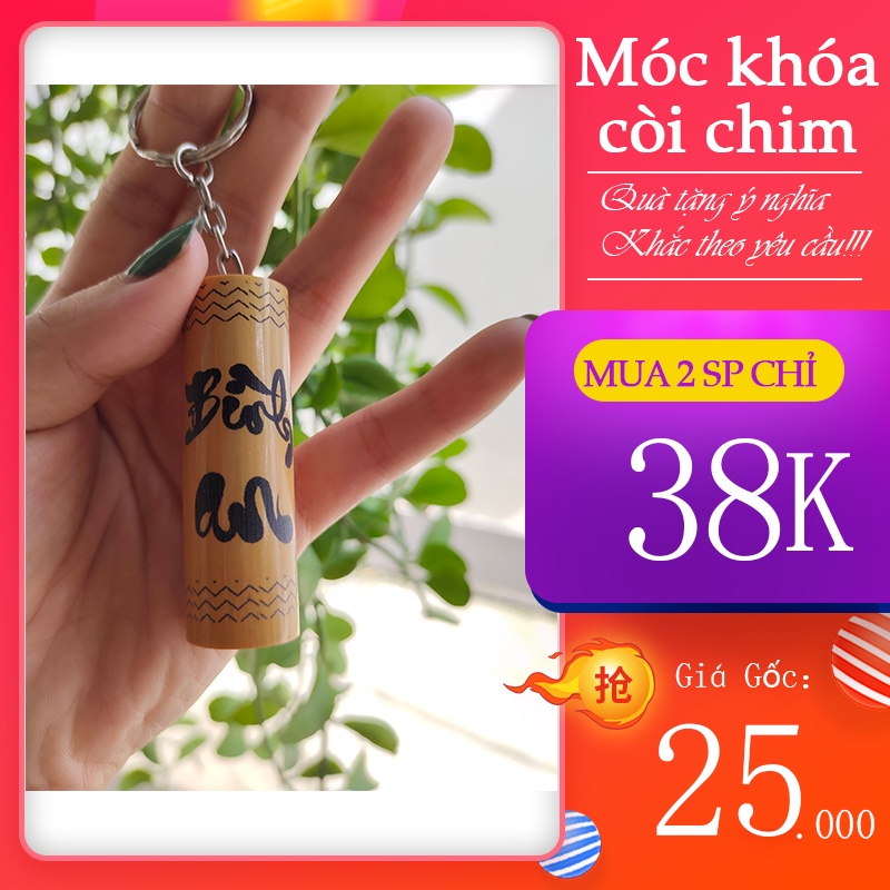 Móc khóa cute khắc chữ thư pháp hot trend treo cặp đi học, làm quà tặng Tết, quà cho bạn trai bạn gái người yêu ý nghĩa