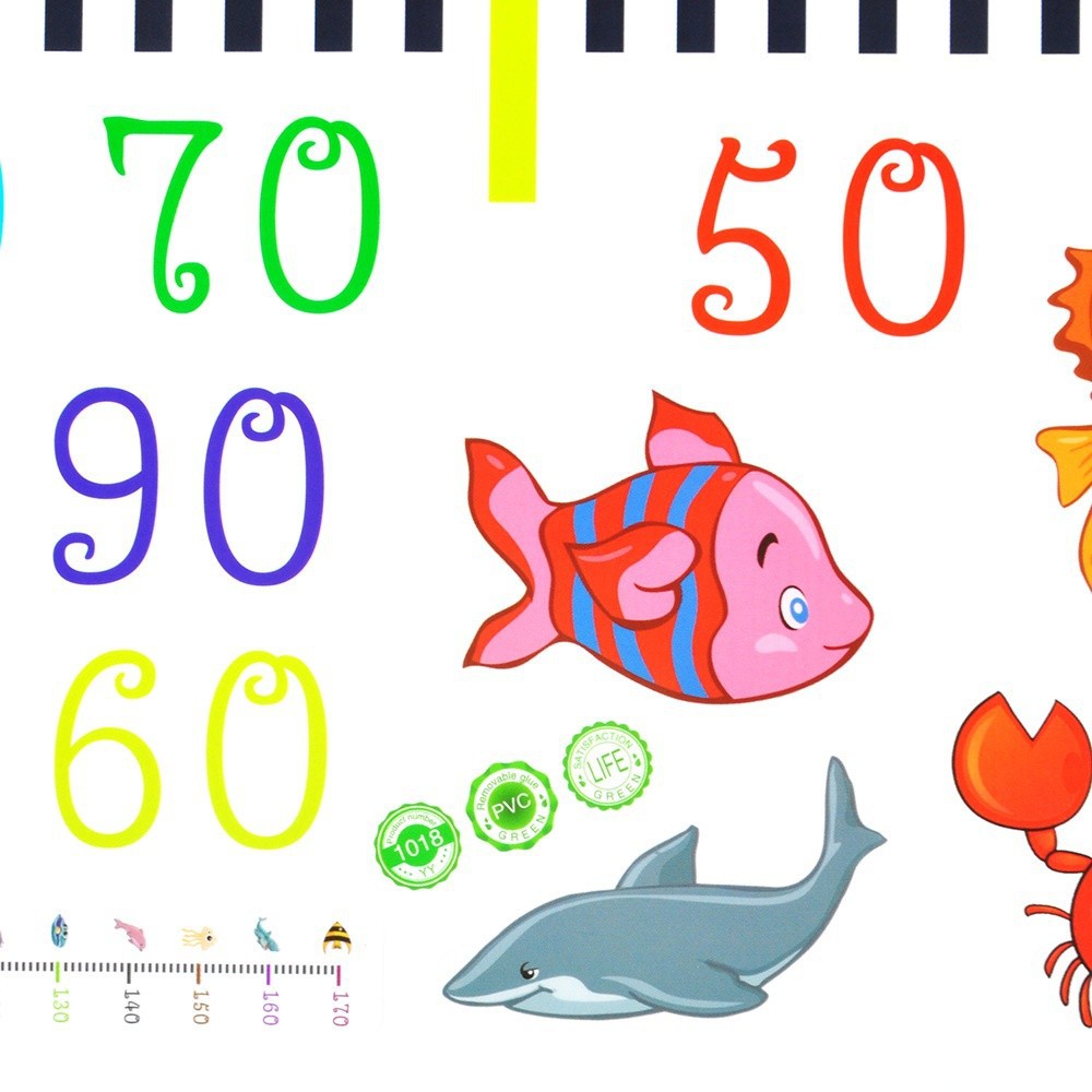 Miếng dán đề-can hình thước đo chiều cao của bé, gỡ ra dễ dàng