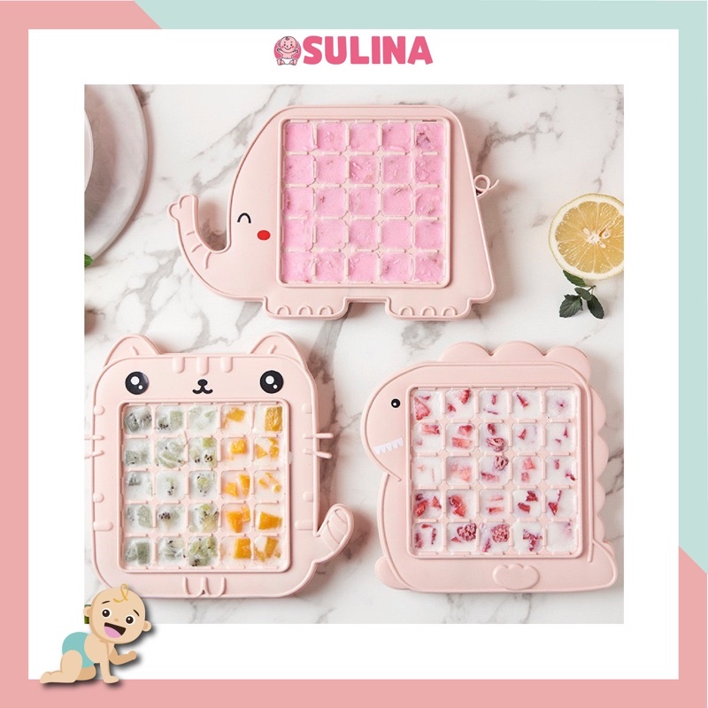 Khay làm đá hình khủng long mèo voi dễ thương, khuôn làm kem, thạch mini cho bé Sulina official DC09