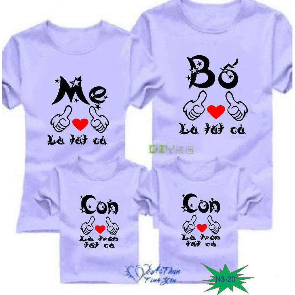 Áo thun gia đình bố mẹ con là tất cả tím môn