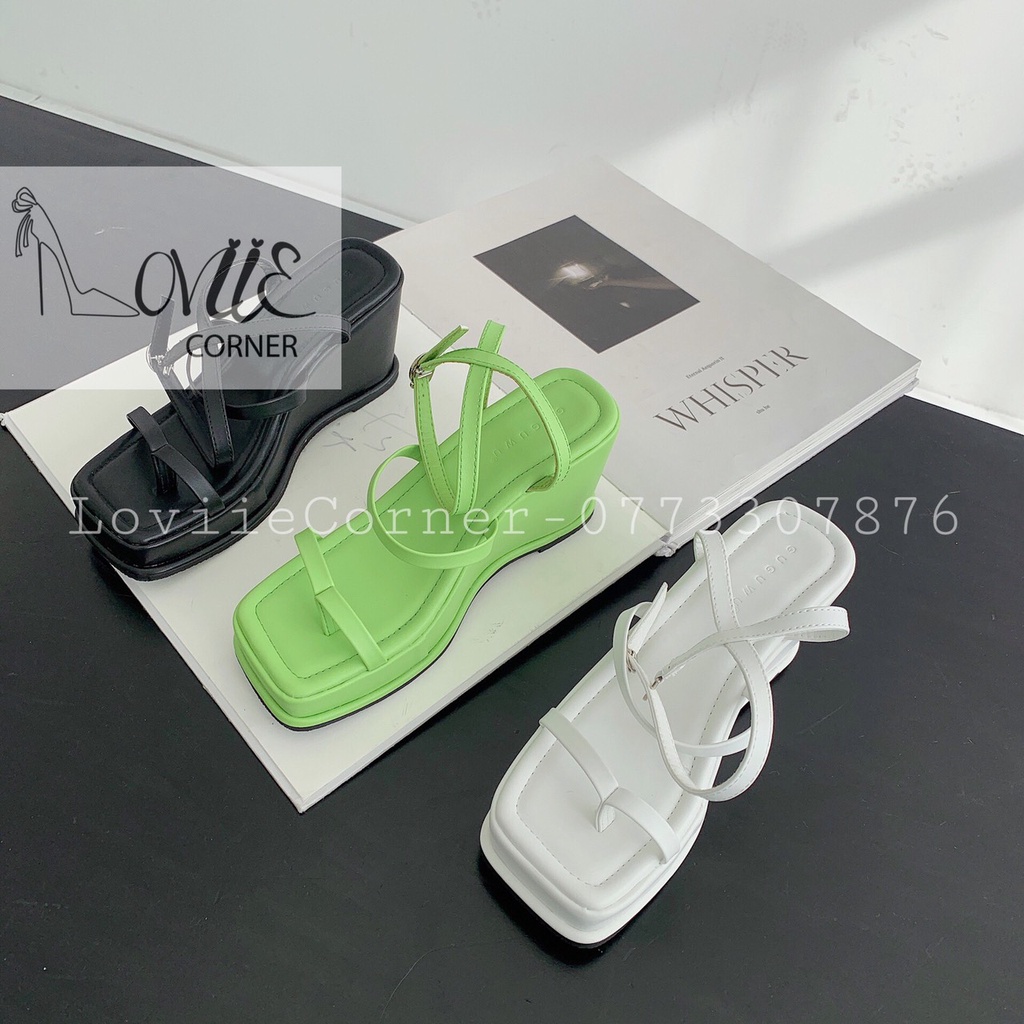 SANDAL ĐẾ XUỒNG LOVIIE CORNER - GIÀY SANDAL NỮ ĐẾ CAO BÁNH MÌ ULZZANG QUAI KẸP NGÓN S220202