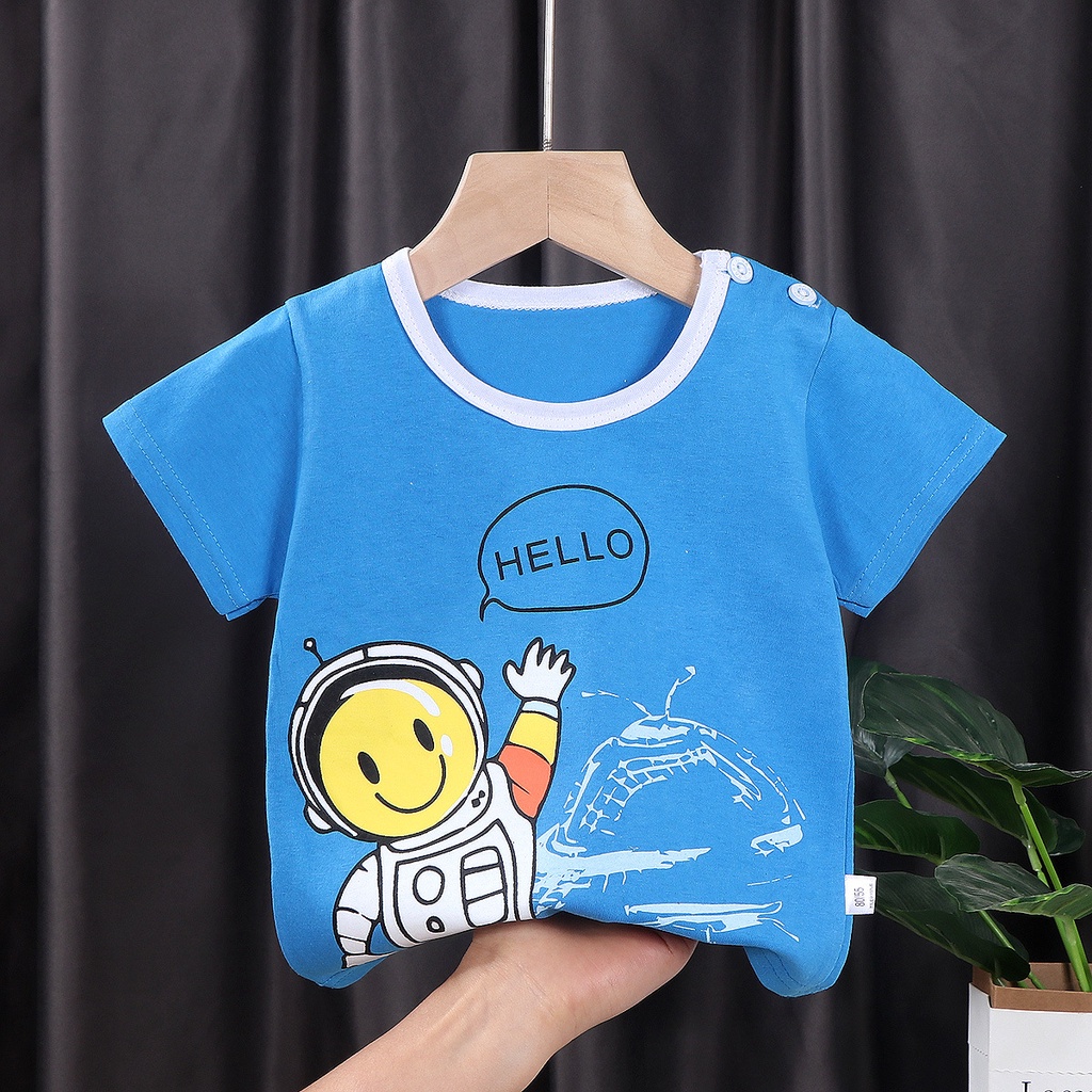 Áo thun SANITKUN 100% chất cotton tay ngắn in họa tiết hoạt hình phong cách Hàn Quốc thời trang cho bé