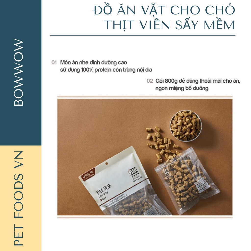 Thịt viên sấy mềm cho chó BOWWOW 800g