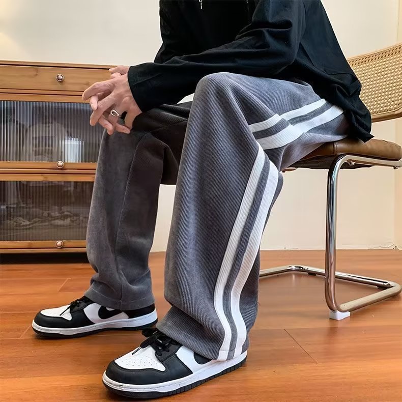 Nhật Bản ​Quần Dài Thể Thao Phối Sọc Hai Bên Dáng Rộng Thời Trang Chất Lượng Cao Cho Nam Size M-2XL