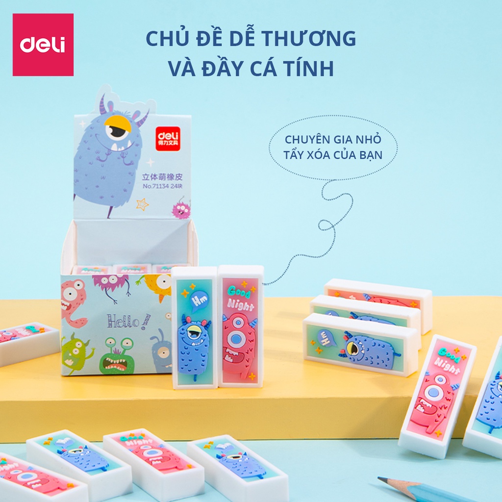 Gôm tẩy họa tiết quái vật nhỏ Deli - Mềm dẻo, chắc chắn và hạn chế để lại vụn tẩy - 71134