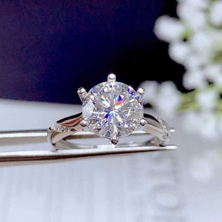 Nhẫn Đính Hôn Mạ Bạc S925 Đính Đá Kim Cương Nhân Tạo Thời Trang