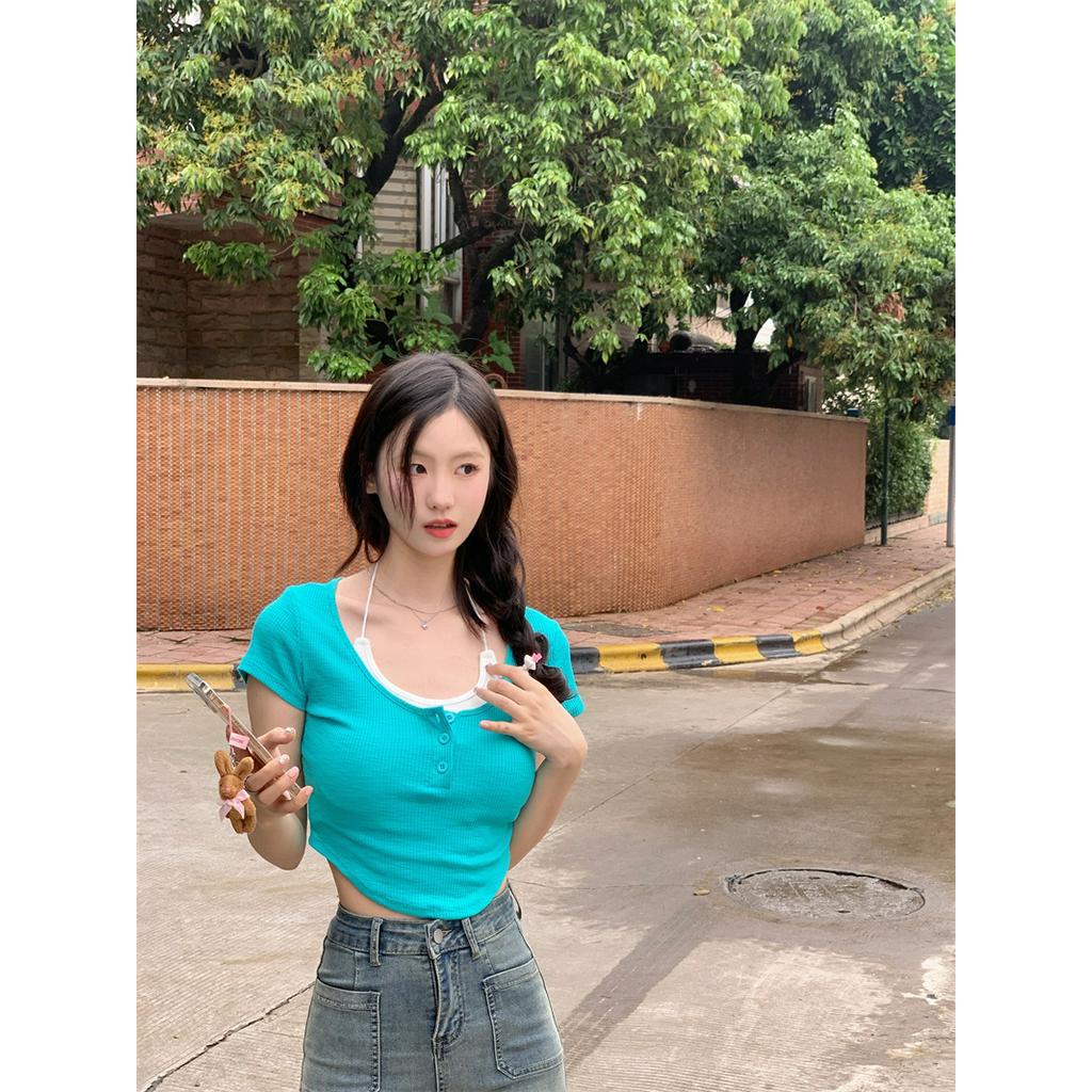 Set Áo Thun Hở Xương Quai Xanh + Quần Yếm Thời Trang Nữ